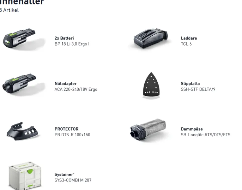 Festool Batterislip Delta DTSC 400 3,0 I-Set| Slipa Och Borsta