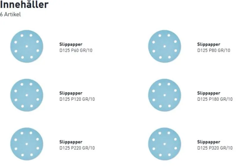 Festool Slippapper D125 • SET 60-delar| Slippapper|Sliprondeller
