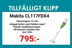 MAKITA CL117FDX4 Dammsugare, laddbar| Dammsugare 12V