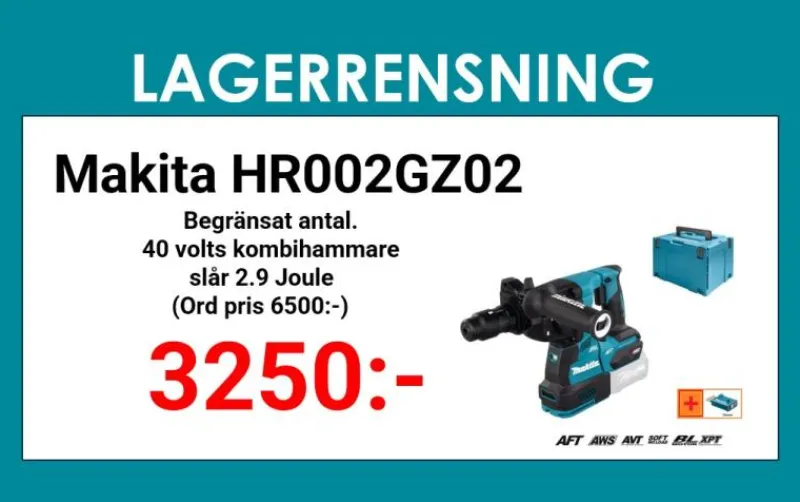 MAKITA HR002GZ02 Kombihammare 40V, slagkraft 2,9 J| Borrhammare 40V