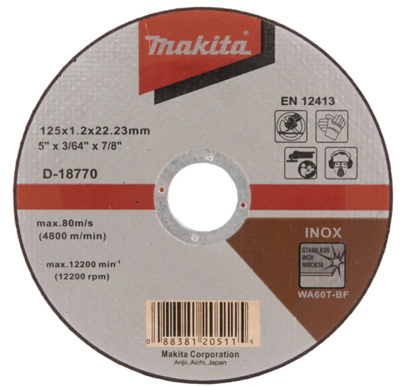MAKITA kapskiva 125x1,2 mm • Metall / Rostfritt| Kap- Slipskivor