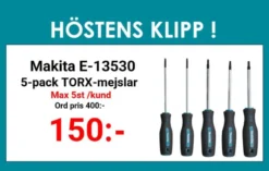 MAKITA Skruvmejselsats TORX 5-delar| Skruvmejslar