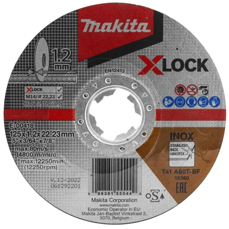 MAKITA X-lock kapskiva 125x1,2 mm • Metall / Rostfritt| Kap- Slipskivor