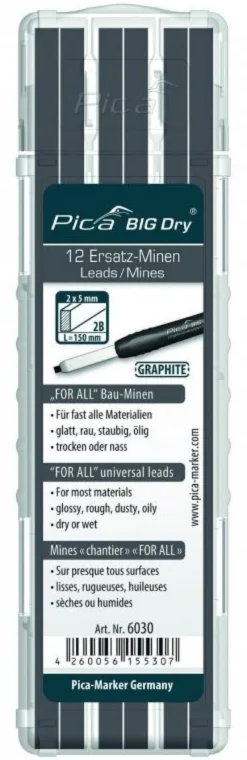 PICA BIG Dry Reservstift Grafit • 12-pack| Märkpennor