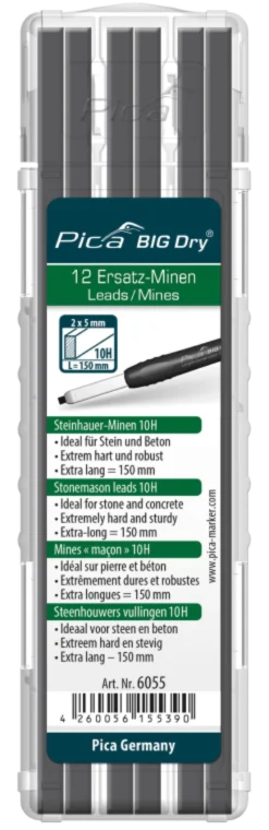 PICA BIG Dry Reservstift• muraren • 12-pack| Märkpennor