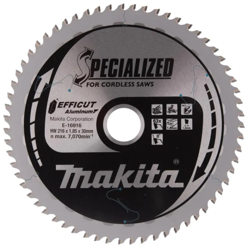 MAKITA Sågklinga Aluminium 216x30x1,85 63T Efficut| Sågklingor Klyv-, Kap- Och Gersågar