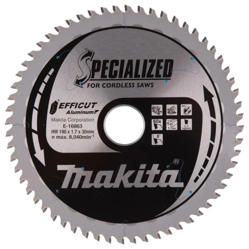MAKITA Sågklinga Aluminium 190x30x1,45 60T Efficut| Sågklinga Cirkelsågar, Sänksågar