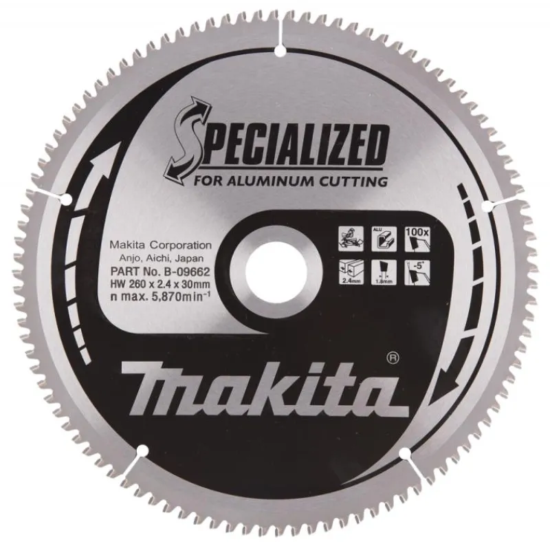 MAKITA Sågklinga Aluminium 260x30x2,3 100T Specialized| Sågklingor Klyv-, Kap- Och Gersågar