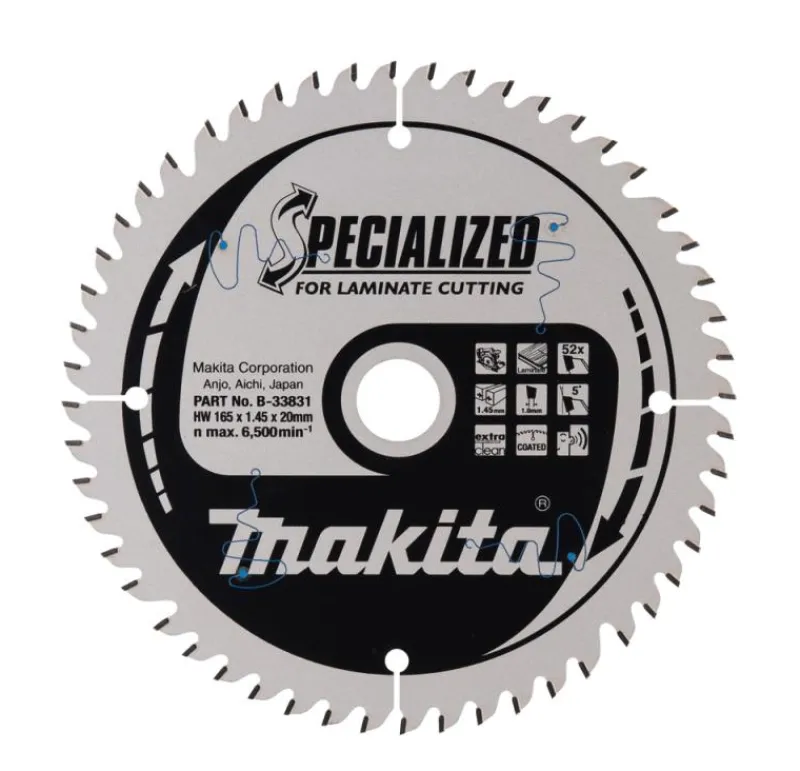 MAKITA Sågklinga Laminat 165x20x1,45 52T Specialized| Sågklinga Cirkelsågar, Sänksågar