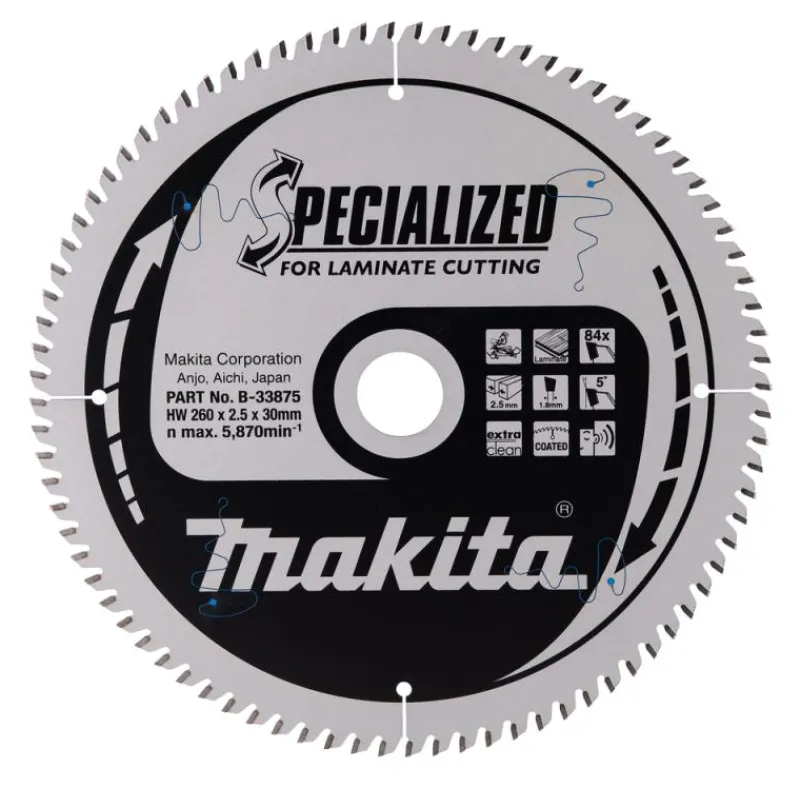 MAKITA Sågklinga Laminat 260x30x2,5 84T Specialized| Sågklingor Klyv-, Kap- Och Gersågar