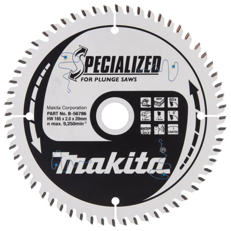 MAKITA Sågklinga MDF 165x20x2,0 60T Specialized • Hi-ATB| Sågklinga Cirkelsågar, Sänksågar