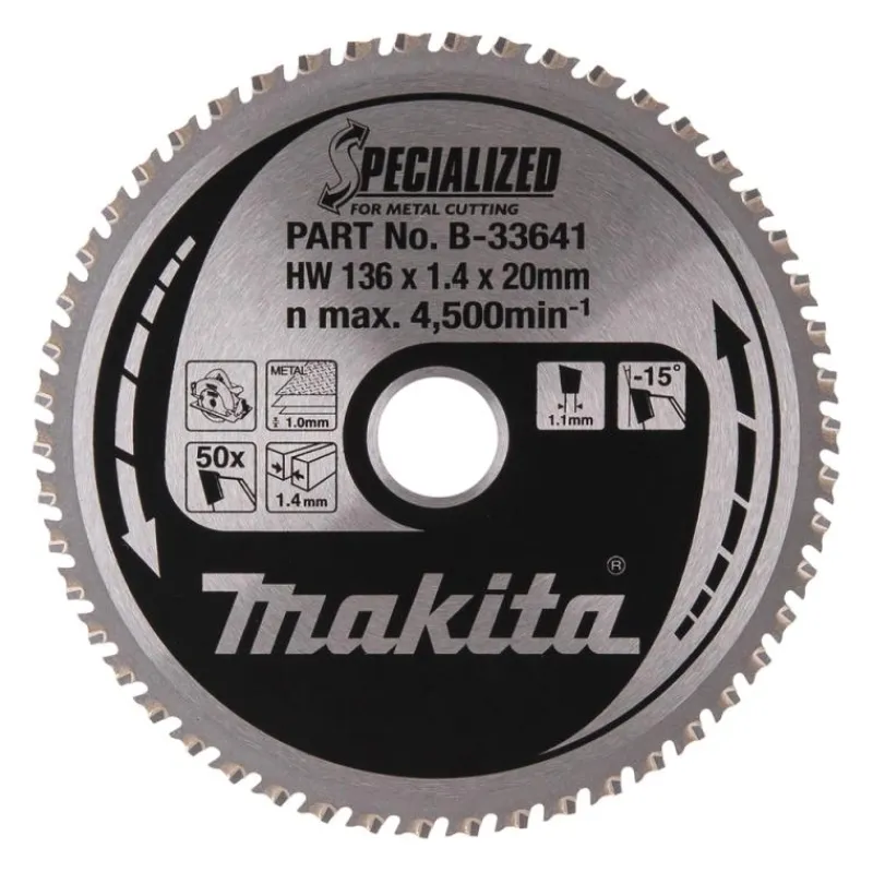 MAKITA Sågklinga Metall 136x20x1,4 50T Specialized| Sågklingor För Metallcirkelsågar|Sågklinga Cirkelsågar, Sänksågar