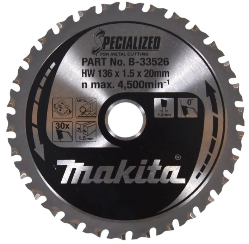 MAKITA Sågklinga Metall 136x20x1,5 30T Specialized| Sågklingor För Metallcirkelsågar|Sågklinga Cirkelsågar, Sänksågar