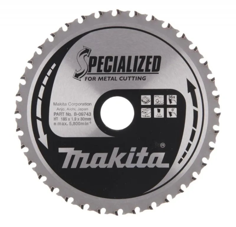 MAKITA Sågklinga Metall 185x30x1,9 36T Specialized| Sågklingor För Metallcirkelsågar|Sågklinga Cirkelsågar, Sänksågar