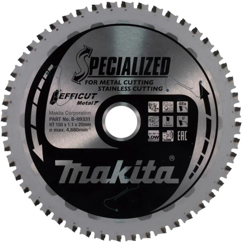 MAKITA Sågklinga Rostfritt 150x20x1,1 48T Efficut| Sågklingor För Metallcirkelsågar|Sågklinga Cirkelsågar, Sänksågar