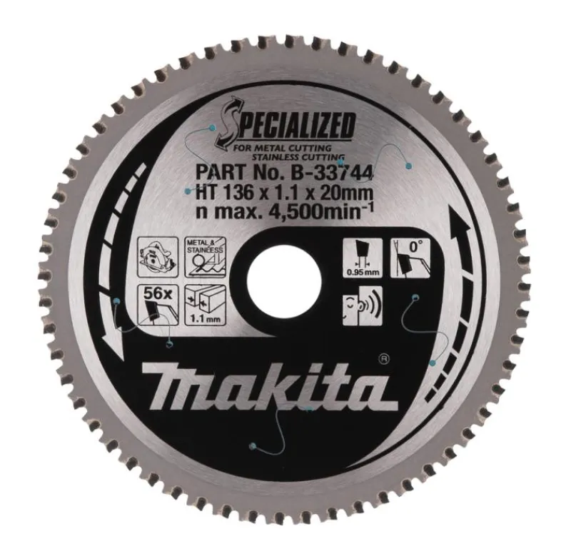 MAKITA Sågklinga Rostfritt 136x20x1,1 56T Specialized| Sågklingor För Metallcirkelsågar|Sågklinga Cirkelsågar, Sänksågar