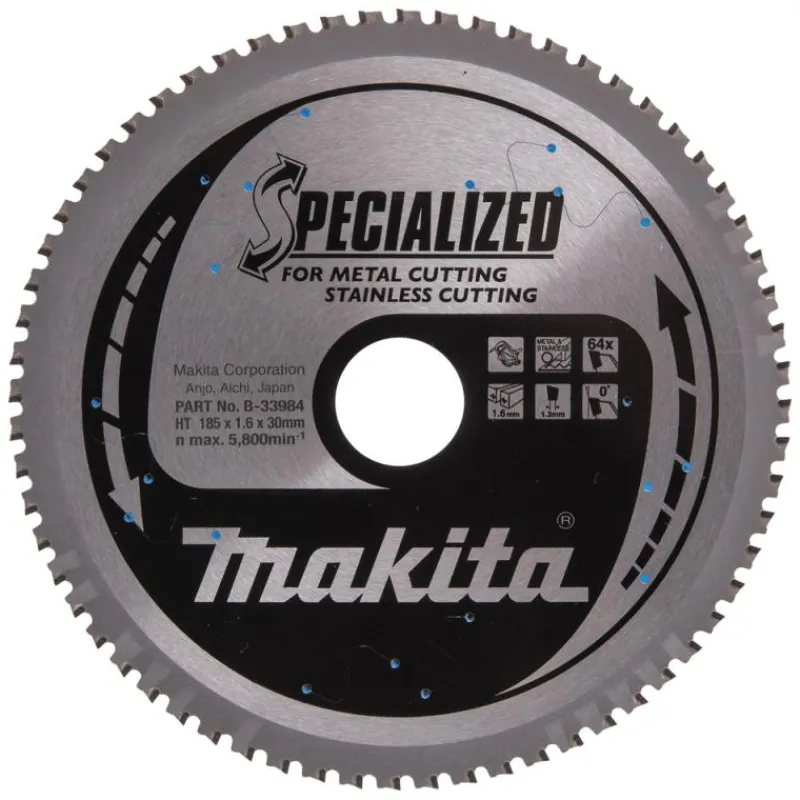 MAKITA Sågklinga Rostfritt 185x30x1,6 64T Specialized| Sågklingor För Metallcirkelsågar|Sågklinga Cirkelsågar, Sänksågar
