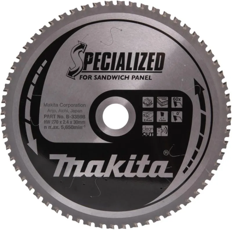 MAKITA Sågklinga Sandwich 270x30x2,4 60T Specialized| Sågklinga Cirkelsågar, Sänksågar