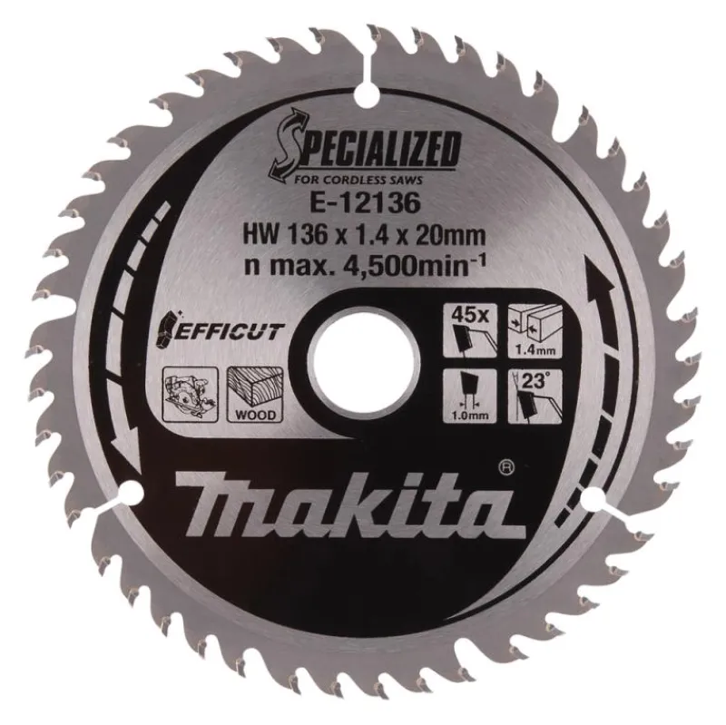 MAKITA Sågklinga Trä 136x20x1,4 45T Effficut| Sågklinga Cirkelsågar, Sänksågar