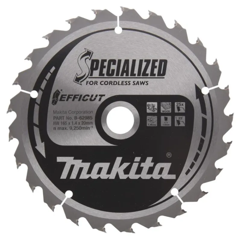 MAKITA Sågklinga Trä 165x20x1,425T Efficut| Sågklinga Cirkelsågar, Sänksågar