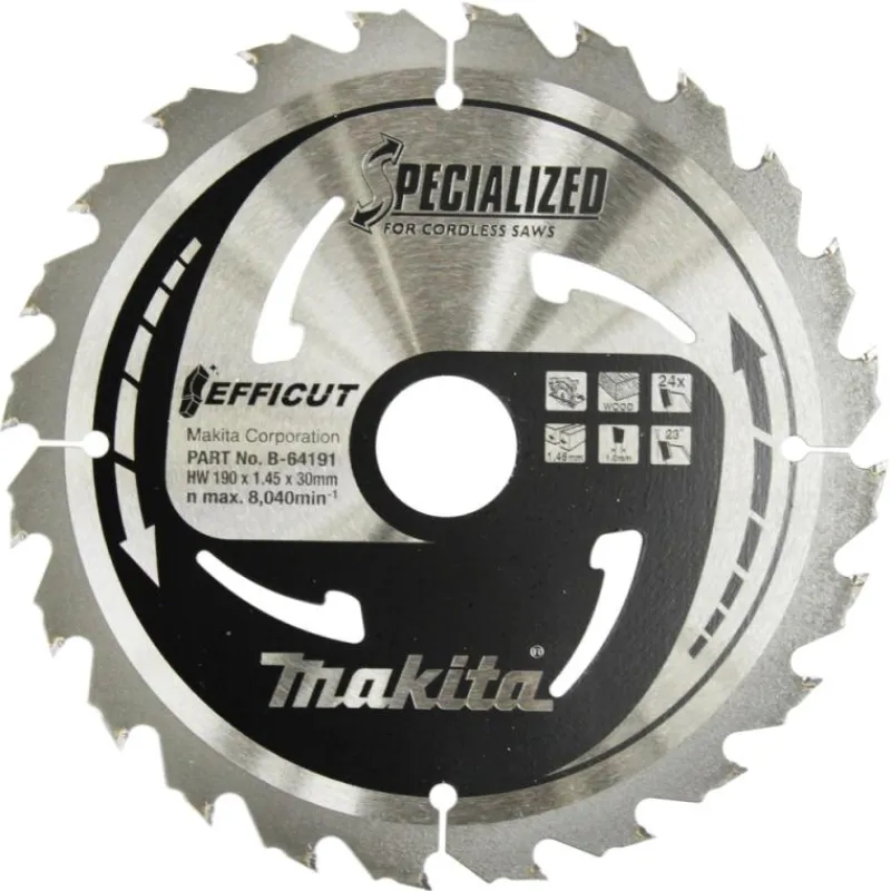 MAKITA Sågklinga Trä 190x30x1,45 24T Efficut| Sågklinga Cirkelsågar, Sänksågar