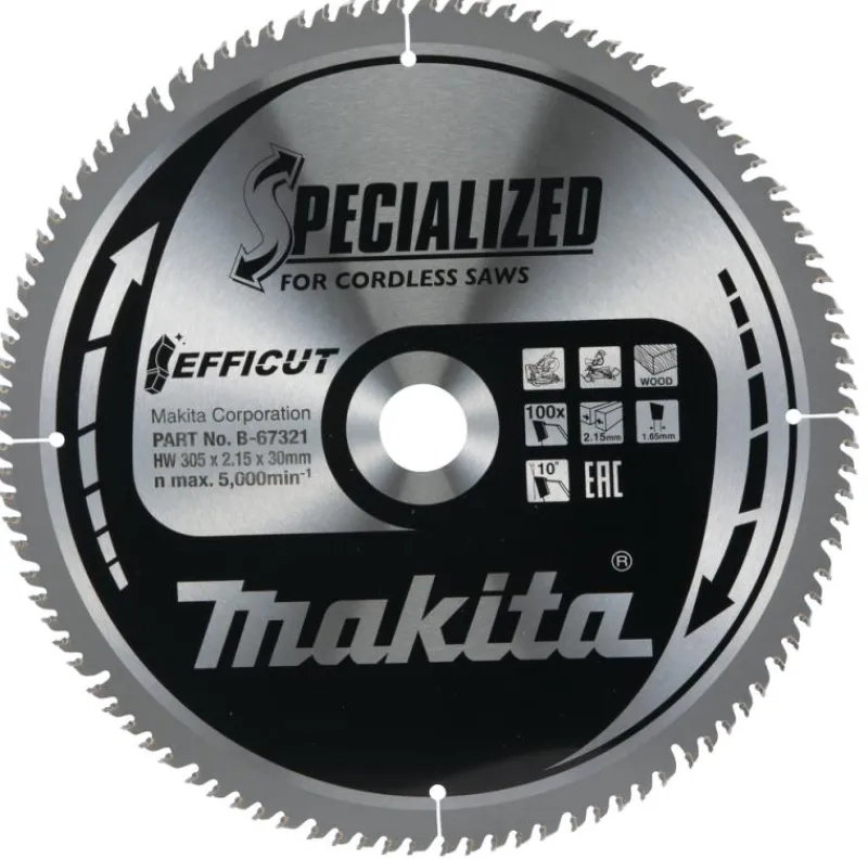 MAKITA Sågklinga Trä 305x30x2,15 100T Efficut| Sågklingor Klyv-, Kap- Och Gersågar