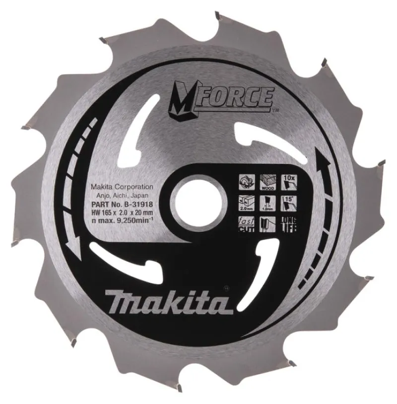 MAKITA Sågklinga Trä 165x20x2,0 10T M-Force| Sågklinga Cirkelsågar, Sänksågar