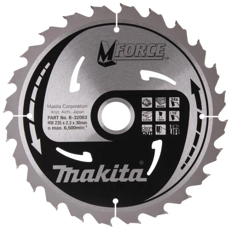 MAKITA Sågklinga Trä 235x30x2,3 24T M-Force| Sågklinga Cirkelsågar, Sänksågar