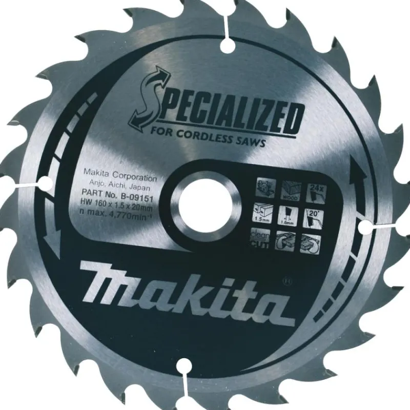MAKITA Sågklinga Trä 160x20x1,5 24T Specialized| Sågklinga Cirkelsågar, Sänksågar