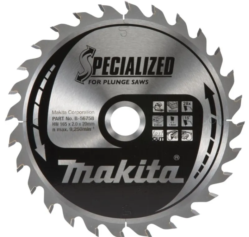 MAKITA Sågklinga Trä 165x20x2,0 28T Specialized| Sågklinga Cirkelsågar, Sänksågar