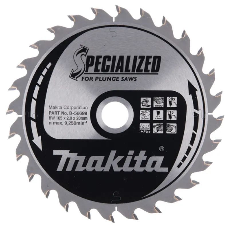 MAKITA Sågklinga Trä 165x20x2,0 28T Specialized| Sågklinga Cirkelsågar, Sänksågar