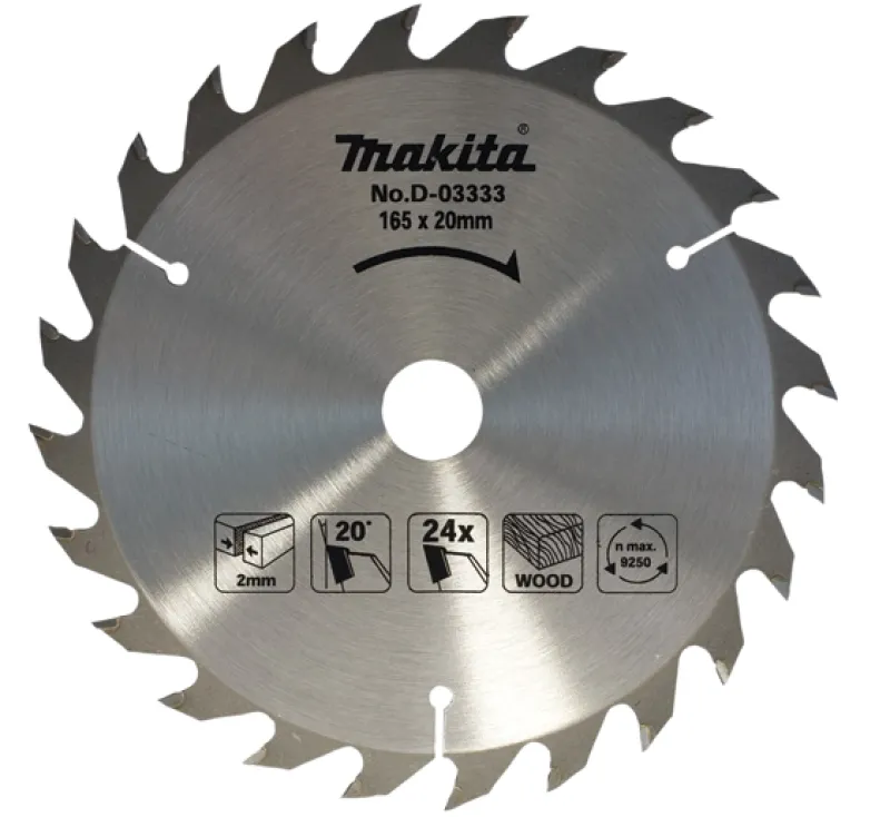 MAKITA Sågklinga Trä 165x20x2,0 24T TCT| Sågklinga Cirkelsågar, Sänksågar